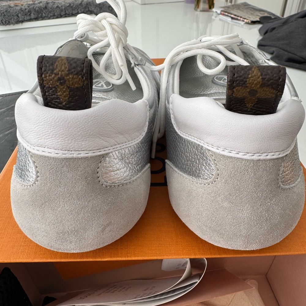 Louis Vuitton Silver and White Sneakers - Picture 9 of 10